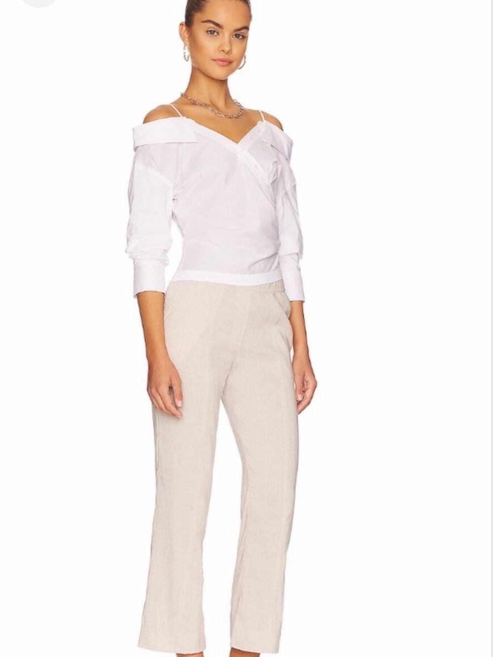 Jonathan Simkhai White & Beige Off-Shoulder Jumpsuit - Picture 10 of 10